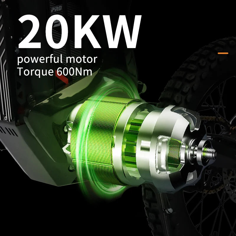 HEZZO D9PRO 72V 20KW High-power Mid-motor Electric Motorcycle 101km/h 55Ah Oil Brakes Double Shock Off-road Dirt Bike