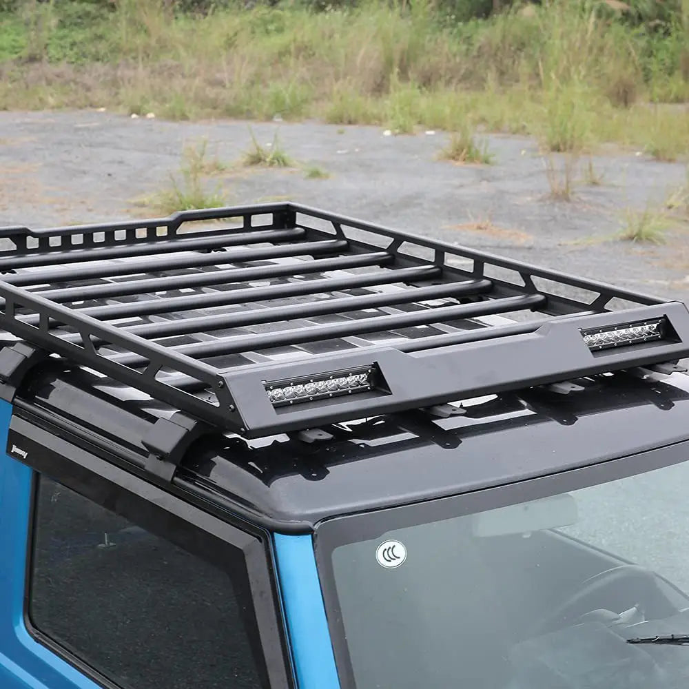 Tellika Aluminum Alloy Roof Luggage Rack with LED Light Bar Carrier Box Fit for Suzuki Jimny JB64 JB74 Accessories