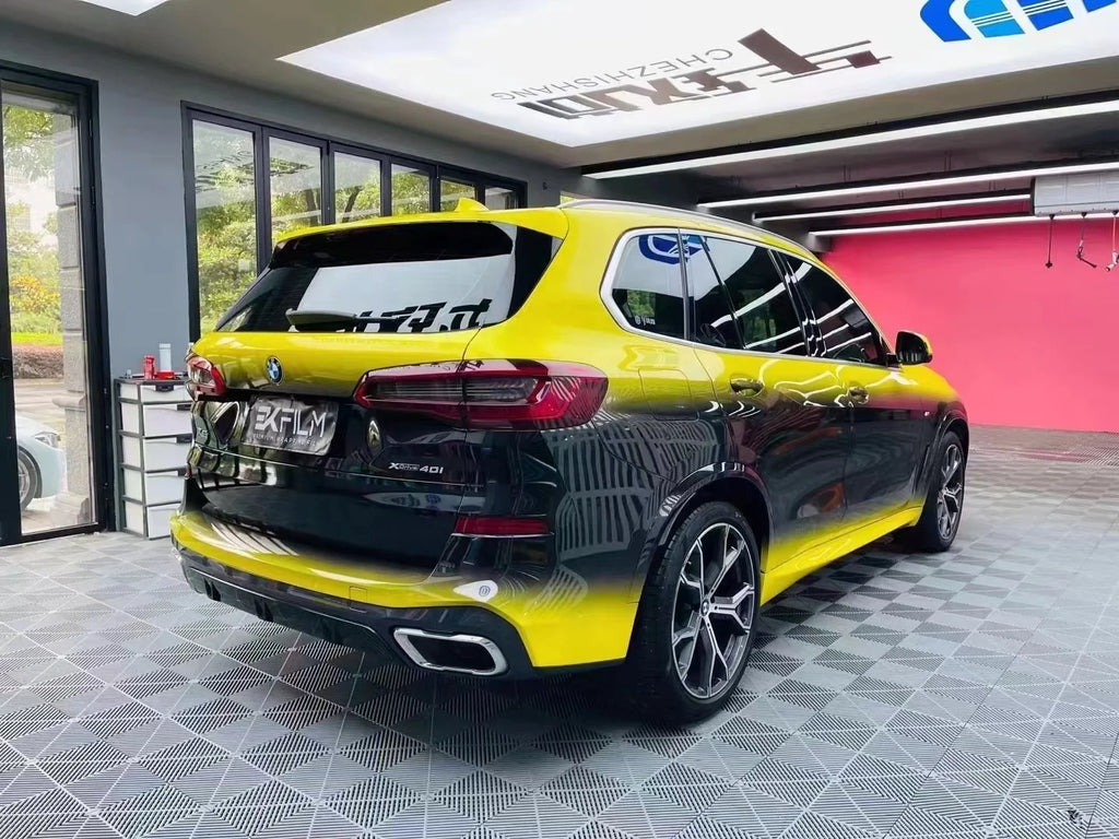 Car Packaging Vinyl Film Black and Yellow Gradient Cold Car Sticker Car Chameleon Packaging Film Stretchable