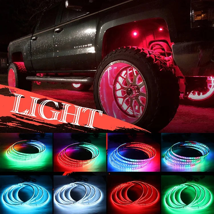New IP68 RGB Chasing Color Remote App Control DIY Turn Signal Light Truck Wheel Lights Forged Blank Magnesium Wheels