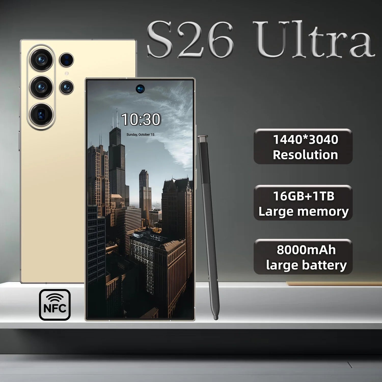 S26 Ultra 7.3" HD LCD 120Hz Deca Core 16GB+1TB 108MP Camera Dual SIM LTE/CDMA 5G Android 14 Smartphone Spanish
