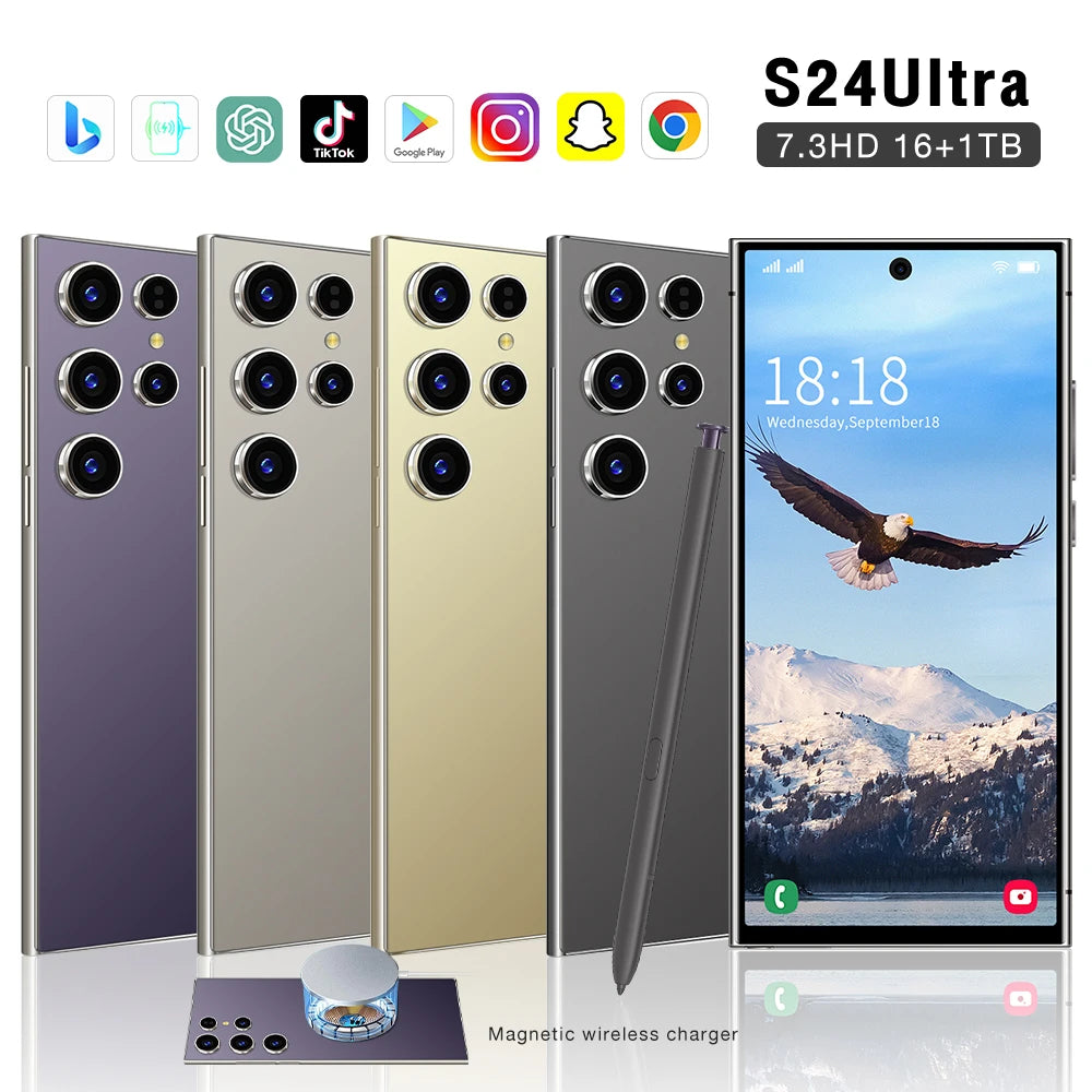Fnabn Cheap Price Wholesale for S24 Ultra 5G Smartphone 108MP Camera LTE 144Hz LCD Display Dual SIM Face Recognition