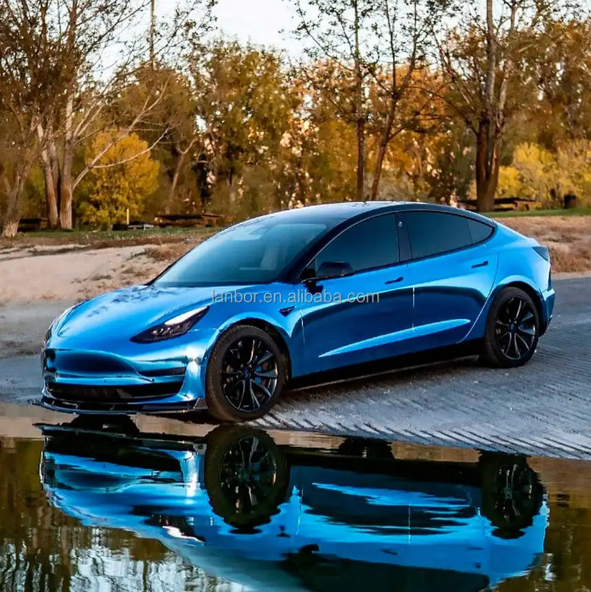 1.52*18m Roll Super Gloss Mirror Metallic High Stretch Chrome Mirror Film Automotive PVC Vinyl Film 8MIL Thick UV 99% IR 80%