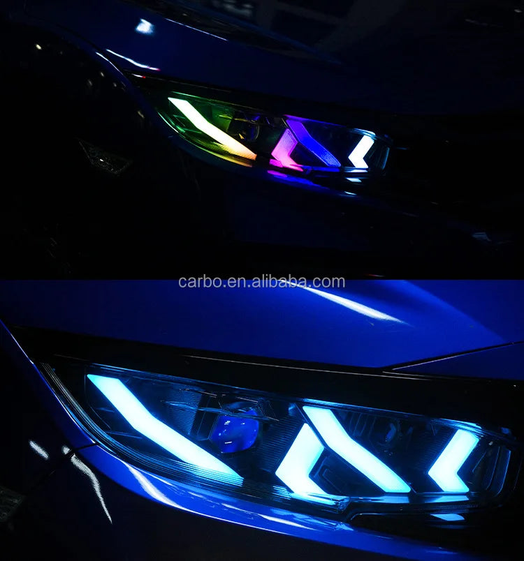 DK MOTION Hot Selling Car Accessories RGB Front Light for 2016-2021 Honda 10th Civic Sedan Hatchback Si Type R Styling Headlamp