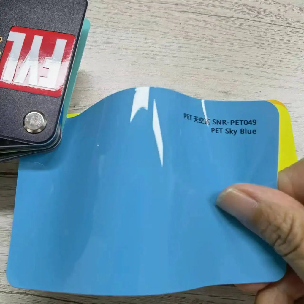 High Polymeric Self Adhesive PET Sky Blue Car Wrap Vinyl Film Anti-scratch PET Wrap Vinyl