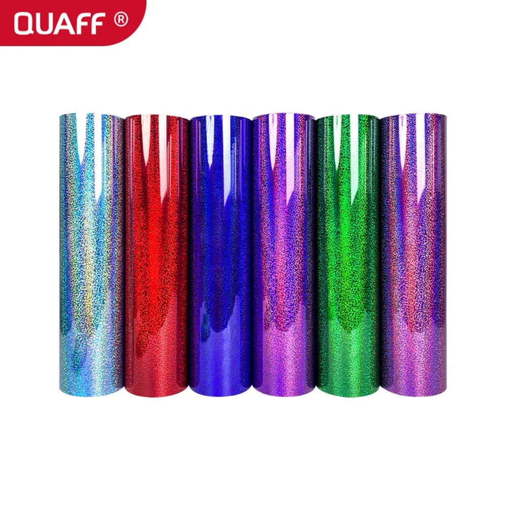 QUAFF Wholesale Hologram Heat Transfer Vinyl Made in Korea 0.5*25m Support Custom Size for Cutting Plotter Diy T-shirt logo