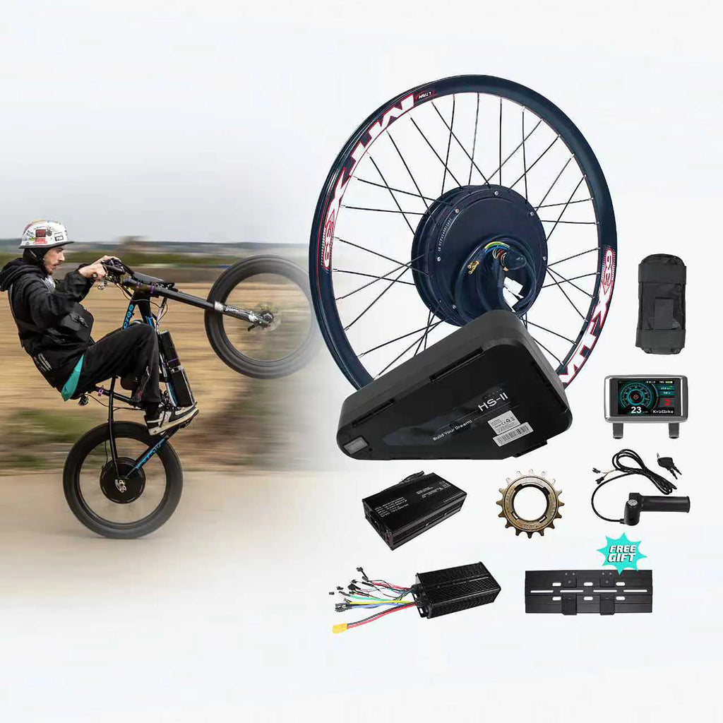 US Stock 72v 3000w Electric Conversion Kit Super Power  Brushless Gearless Motor 60amp FOC Sin Wave Controller MTX Bicycle Rim