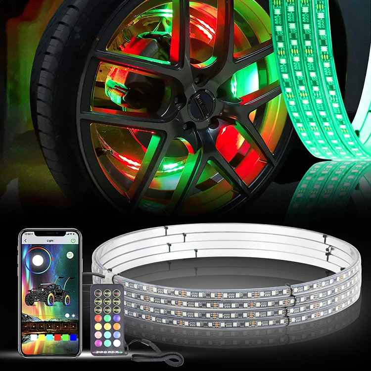 New IP68 RGB Chasing Color Remote App Control DIY Turn Signal Light Truck Wheel Lights Forged Blank Magnesium Wheels