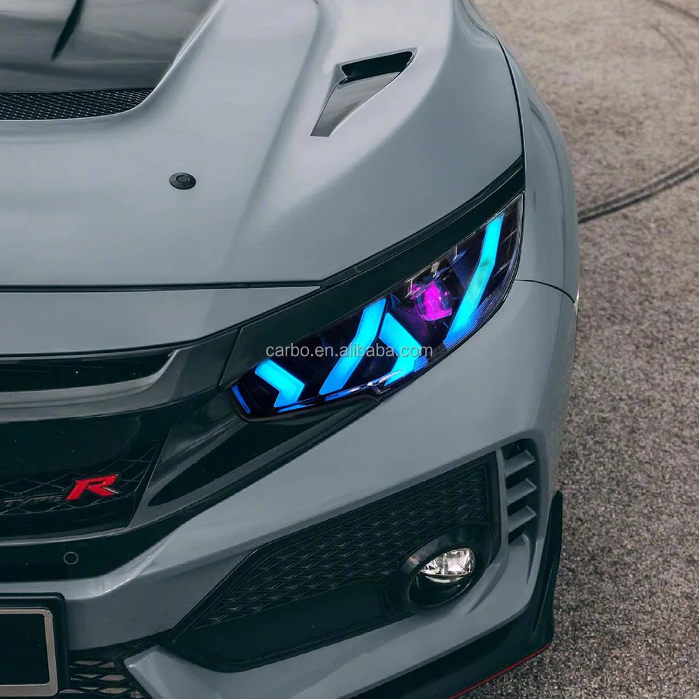 DK MOTION Hot Selling Car Accessories RGB Front Light for 2016-2021 Honda 10th Civic Sedan Hatchback Si Type R Styling Headlamp