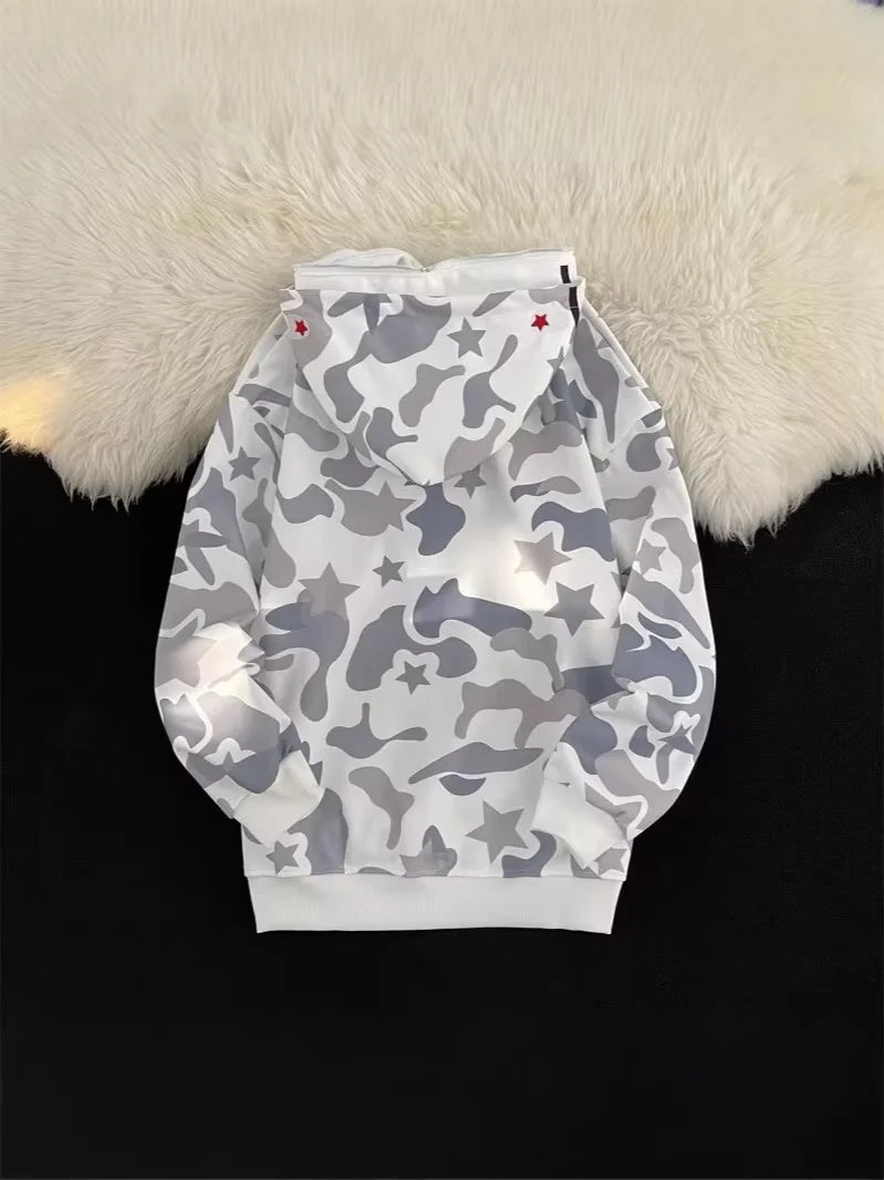 2026 High Quality Bapees Camouflage Shark Zip up Hoodies 100% Cotton Sweatshirt Full Zip HoodieMen Women Unisex Streetwear