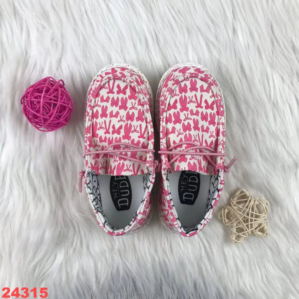 Kids' Canvas Shoes with Bow Black & White Cow Print Skull & Purple-White Cow Print Designs Children Casual Shoes