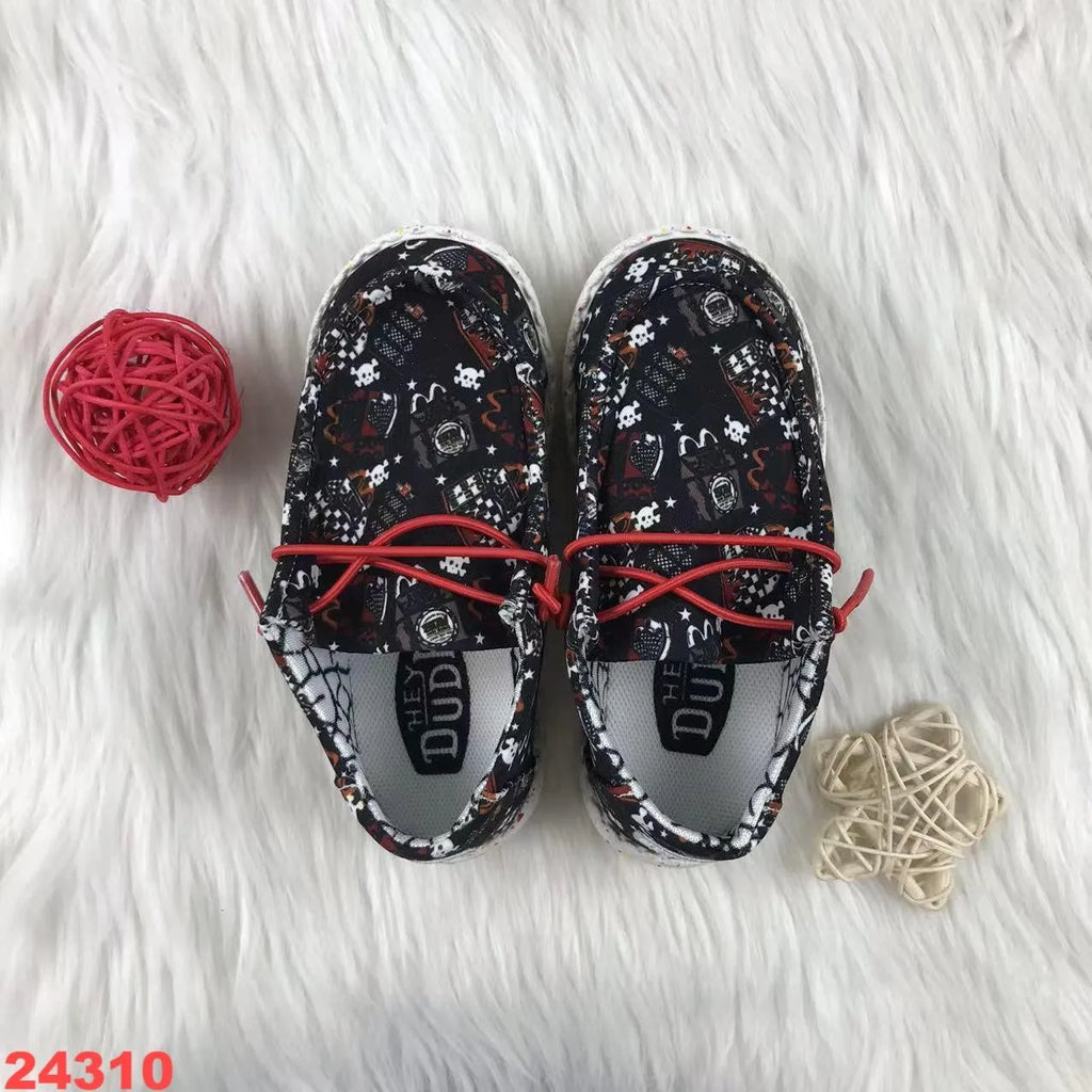 Kids' Canvas Shoes with Bow Black & White Cow Print Skull & Purple-White Cow Print Designs Children Casual Shoes