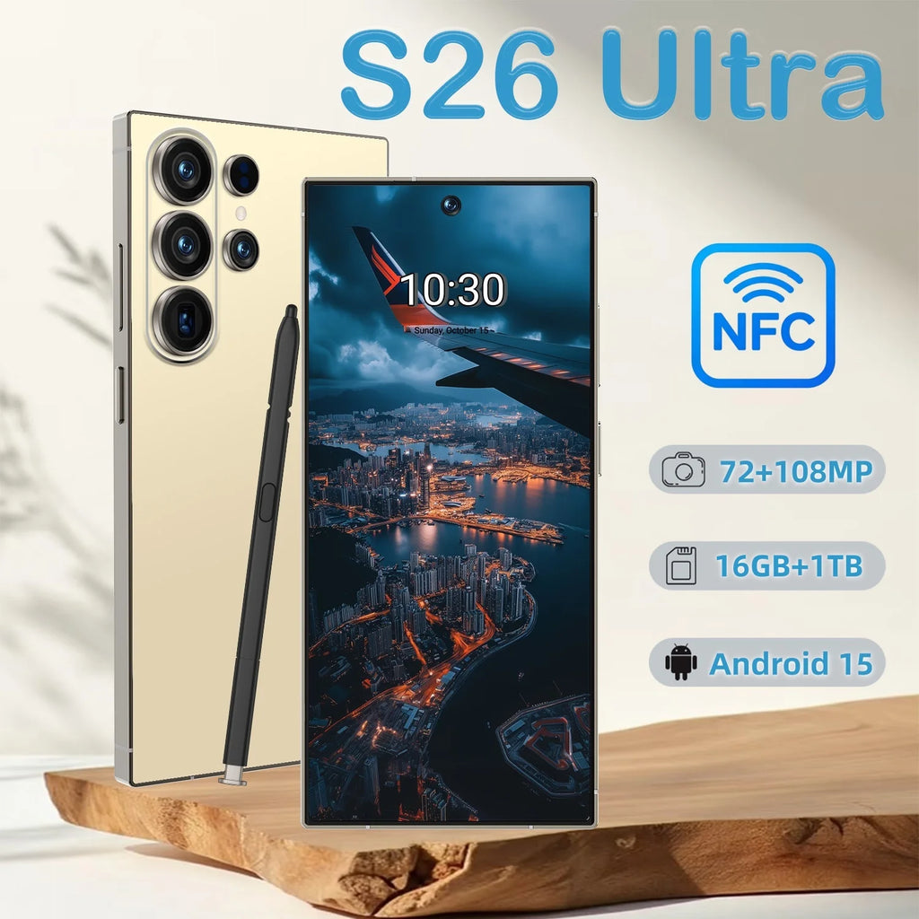 S26 Ultra 7.3" HD LCD 120Hz Deca Core 16GB+1TB 108MP Camera Dual SIM LTE/CDMA 5G Android 14 Smartphone Spanish
