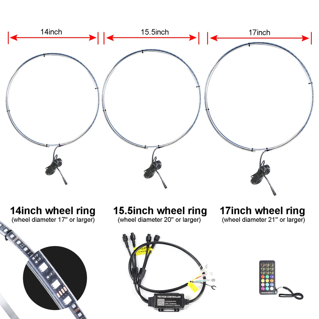 New IP68 RGB Chasing Color Remote App Control DIY Turn Signal Light Truck Wheel Lights Forged Blank Magnesium Wheels