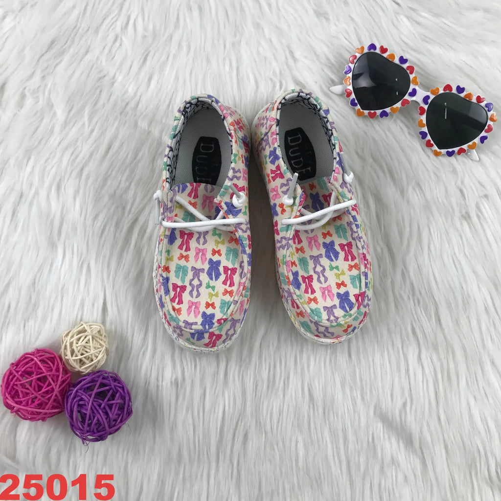 Kids' Canvas Shoes with Bow Black & White Cow Print Skull & Purple-White Cow Print Designs Children Casual Shoes