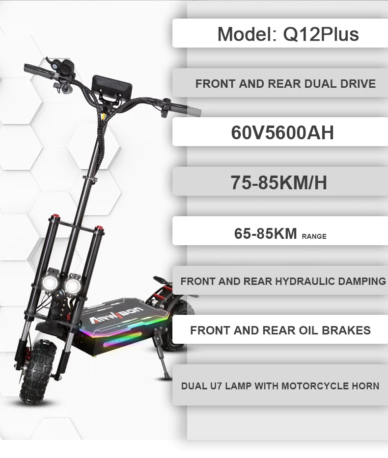 USA Warehouse Free Shipping 5600w Dual Motor 85km/h Scooters 60vBattery Long Range Off Road Electrical 5600W Electric Scooter