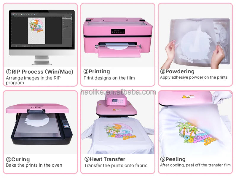 Haolic A3 DTF Printer with Epson XP600 Compatible Print Head Automatic Roll-To-Roll for T-shirts Hoodies Aprons Jerseys