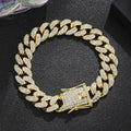 Luxury Iced Out Cuban Link Chain Bracelet for Men Paved Crystal Hip-Hop Jewelry Stainless Steel Bling Bling Wristband Gift