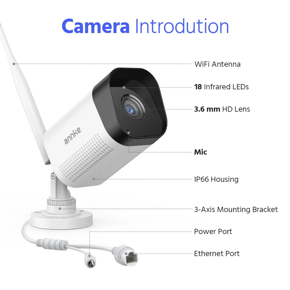Annke 8MP Wireless CCTV System 16CH NVR Video Surveillance Kit Two Way Audio poe camera 2/4/6 PCS 4K Wifi security camera