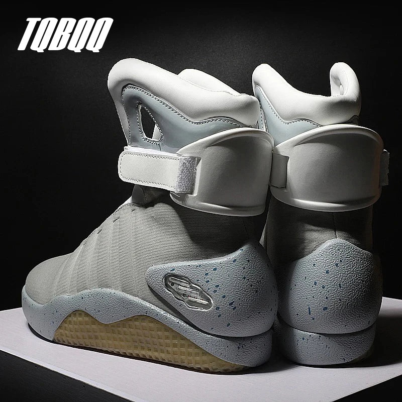 Men's High-Cut Skateboarding Shoes with LED Women Cool Sports Shoes USB Rechargeable Casual Sneakers Back To The Future Boots