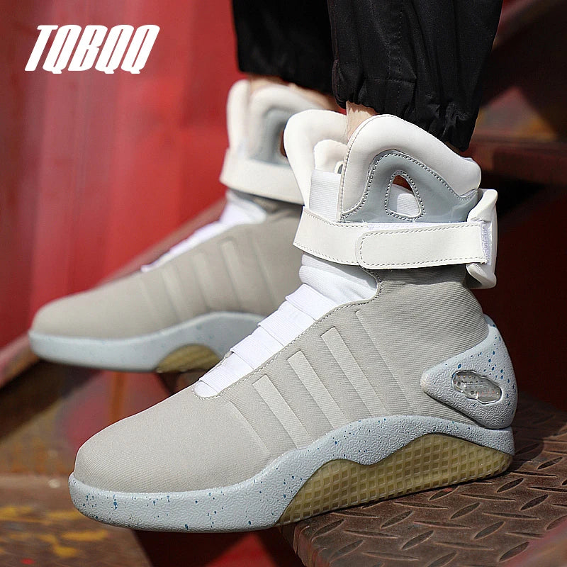 Men's High-Cut Skateboarding Shoes with LED Women Cool Sports Shoes USB Rechargeable Casual Sneakers Back To The Future Boots