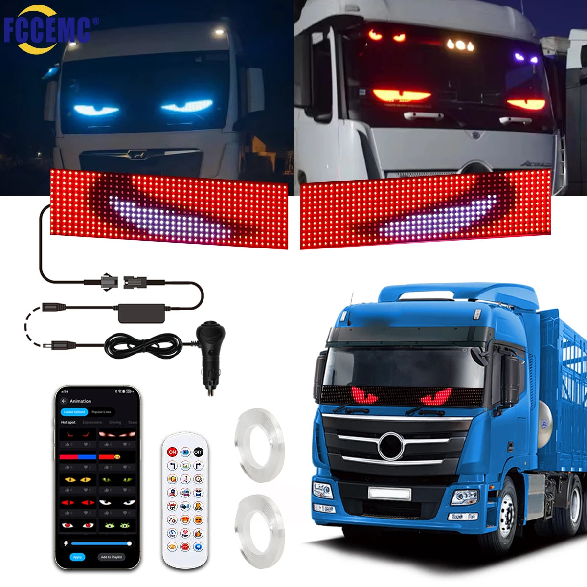 APP Remote Control Truck Car Devil Eye LED Pixel Panel Light Multi-Functional Decorative Lights For Board Windshield 12V 24V