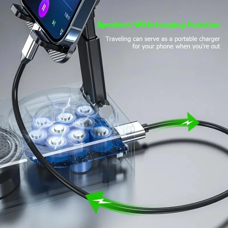 Wireless Audio Bluetooth Speaker Power Bank, 5 in 1 Emergency Charging LEDPhone Holder Festival Gifts for Friend Family