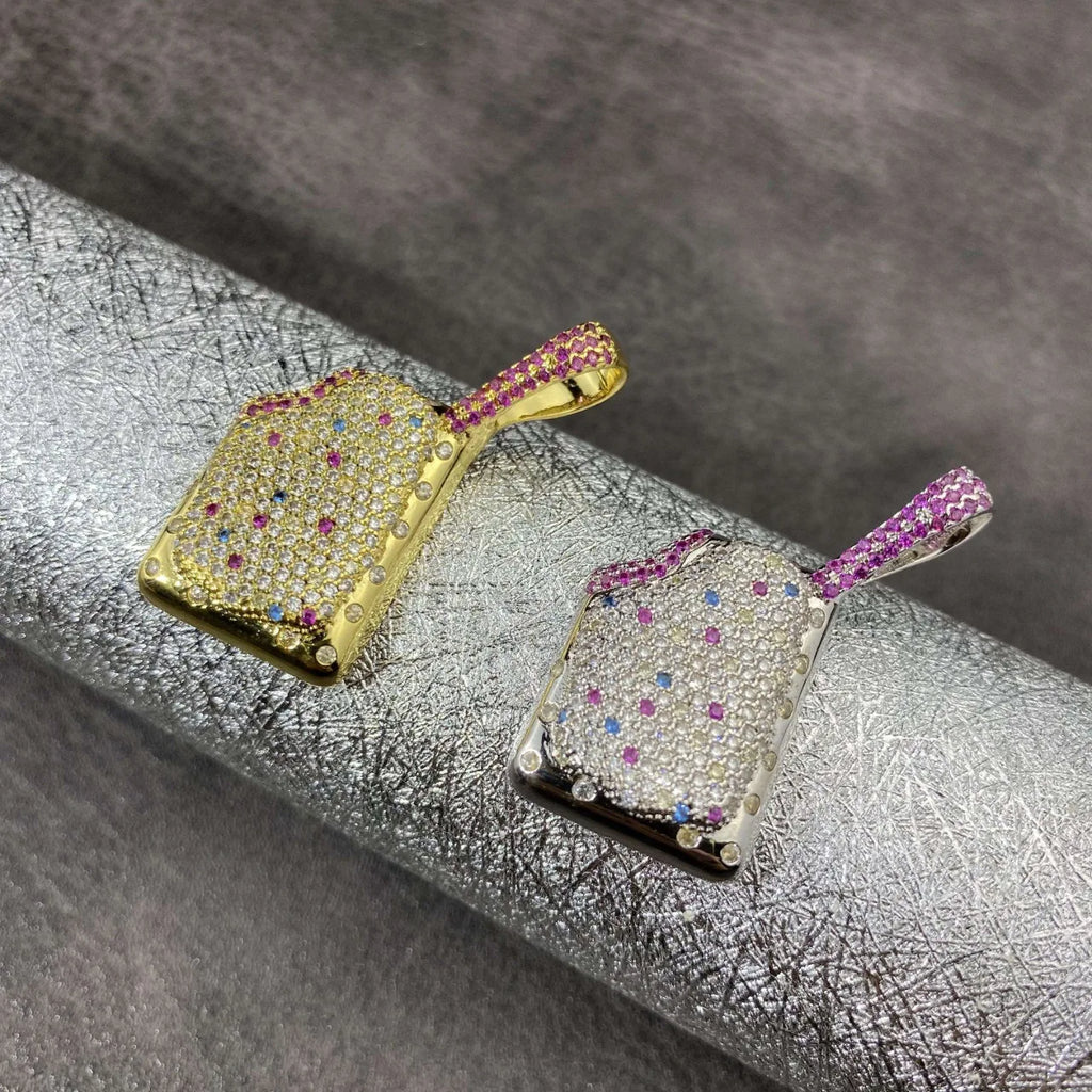 Luxury Hip Hop Iced Out Cricket Bat Pendant Necklace Gold Plated Micro Pave Diamond Bling Rapper Style Jewelry for Men