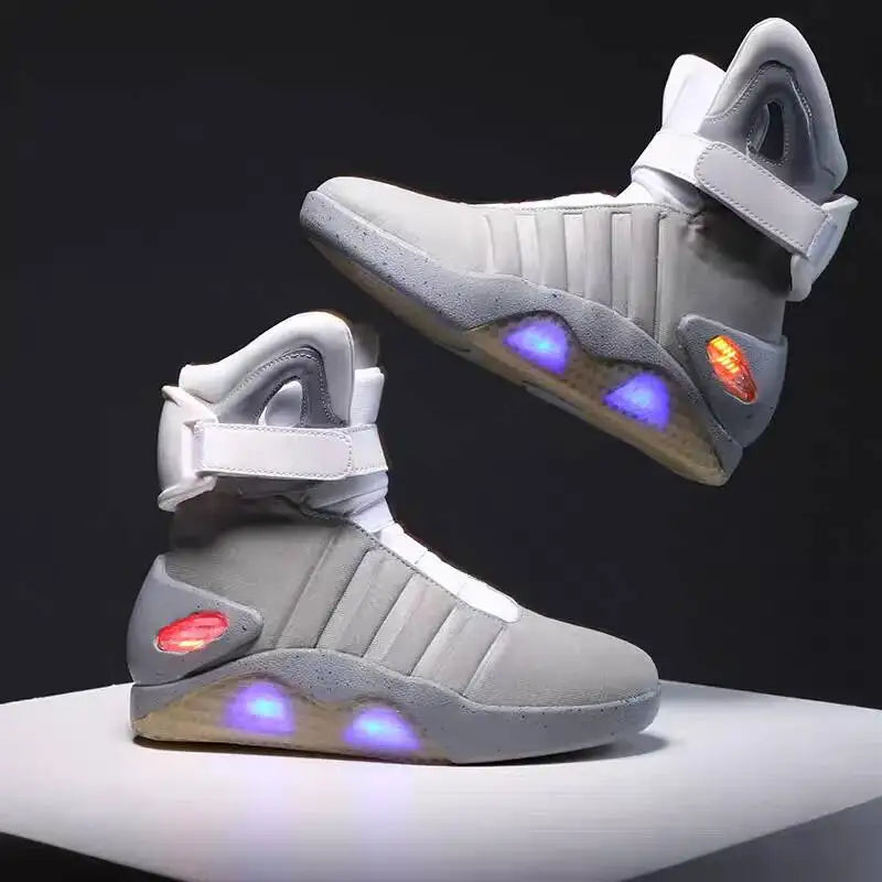 Basketball Light Sneakers "back To Future" Led Glowing For Men Cosplay High Top Shoes Men Dance Shoes Zapatillas Hombre