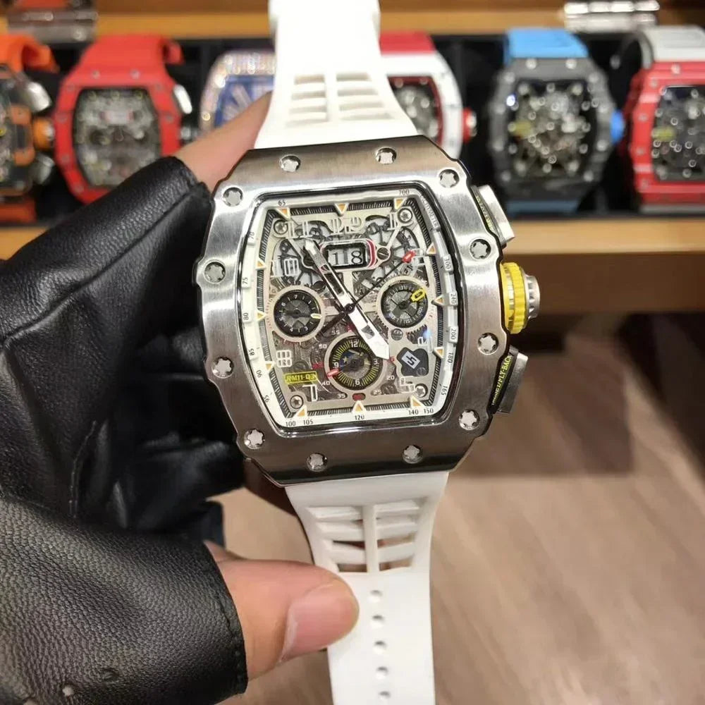 luxury RM brand 6 pins Multifunctional Automatic mechanical Silicone Watch Tourbillon 904L Stainless steel Men's automatic watch