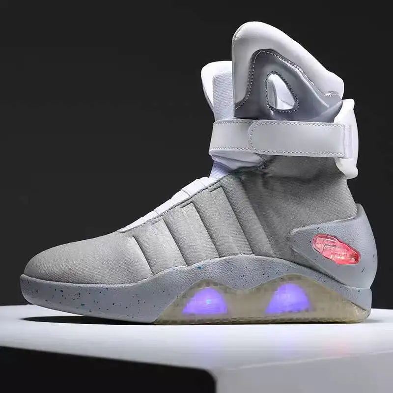 Basketball Light Sneakers "back To Future" Led Glowing For Men Cosplay High Top Shoes Men Dance Shoes Zapatillas Hombre