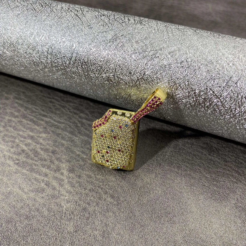 Luxury Hip Hop Iced Out Cricket Bat Pendant Necklace Gold Plated Micro Pave Diamond Bling Rapper Style Jewelry for Men
