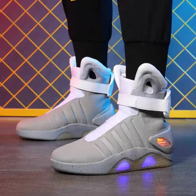 Basketball Light Sneakers "back To Future" Led Glowing For Men Cosplay High Top Shoes Men Dance Shoes Zapatillas Hombre