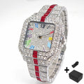2025 Luxury Brand Men Quartz Watch Fashion Rainbow Digital Rome Dial Calendar Waterproof Hip Hop Diamond Wristwatch For Man Gift