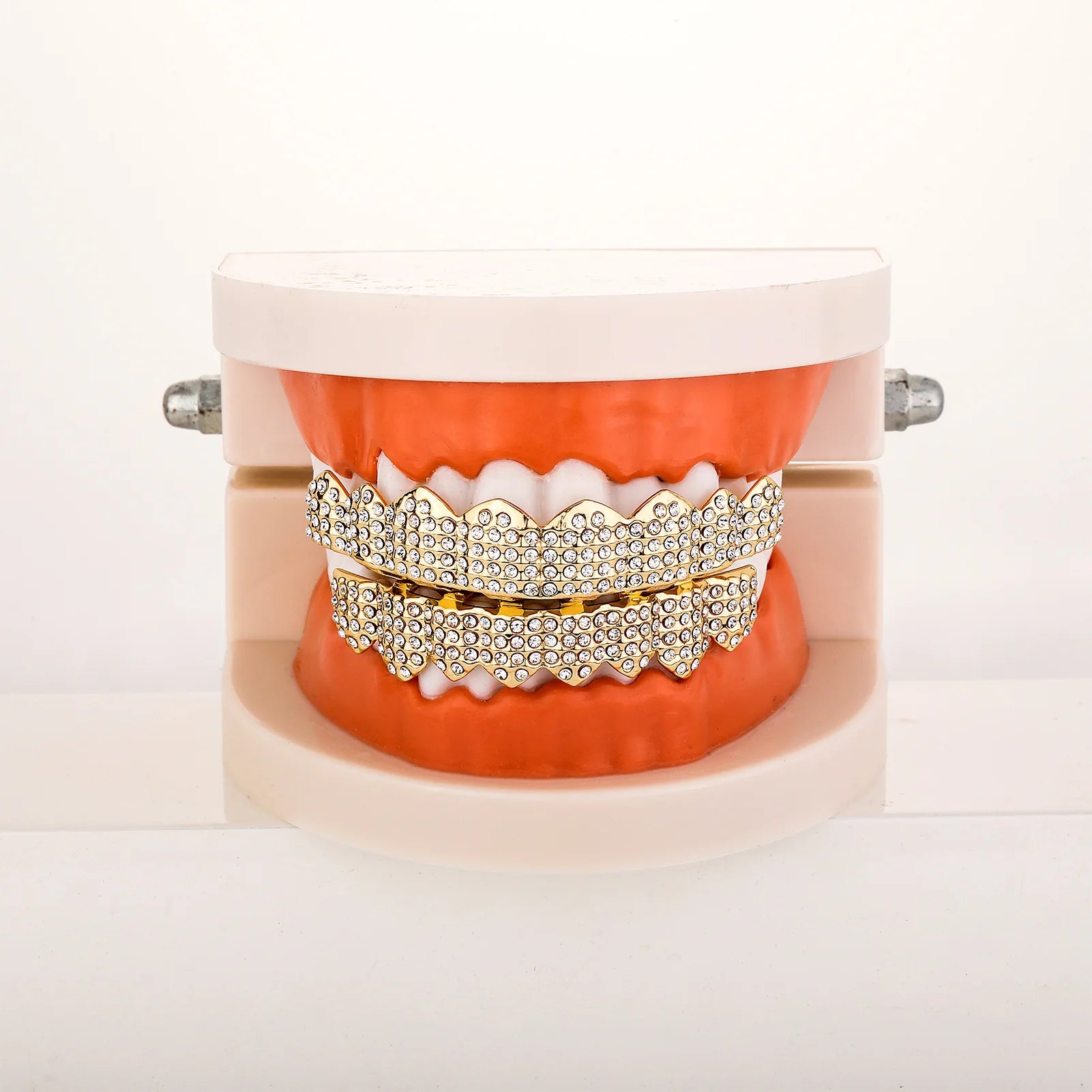 TOPGRILLZ Hip Hop Teeth Grillz Iced Out Micro Paved Green Red Cubic Zircon Top & Bottom Charm Grills Set For Halloween Party