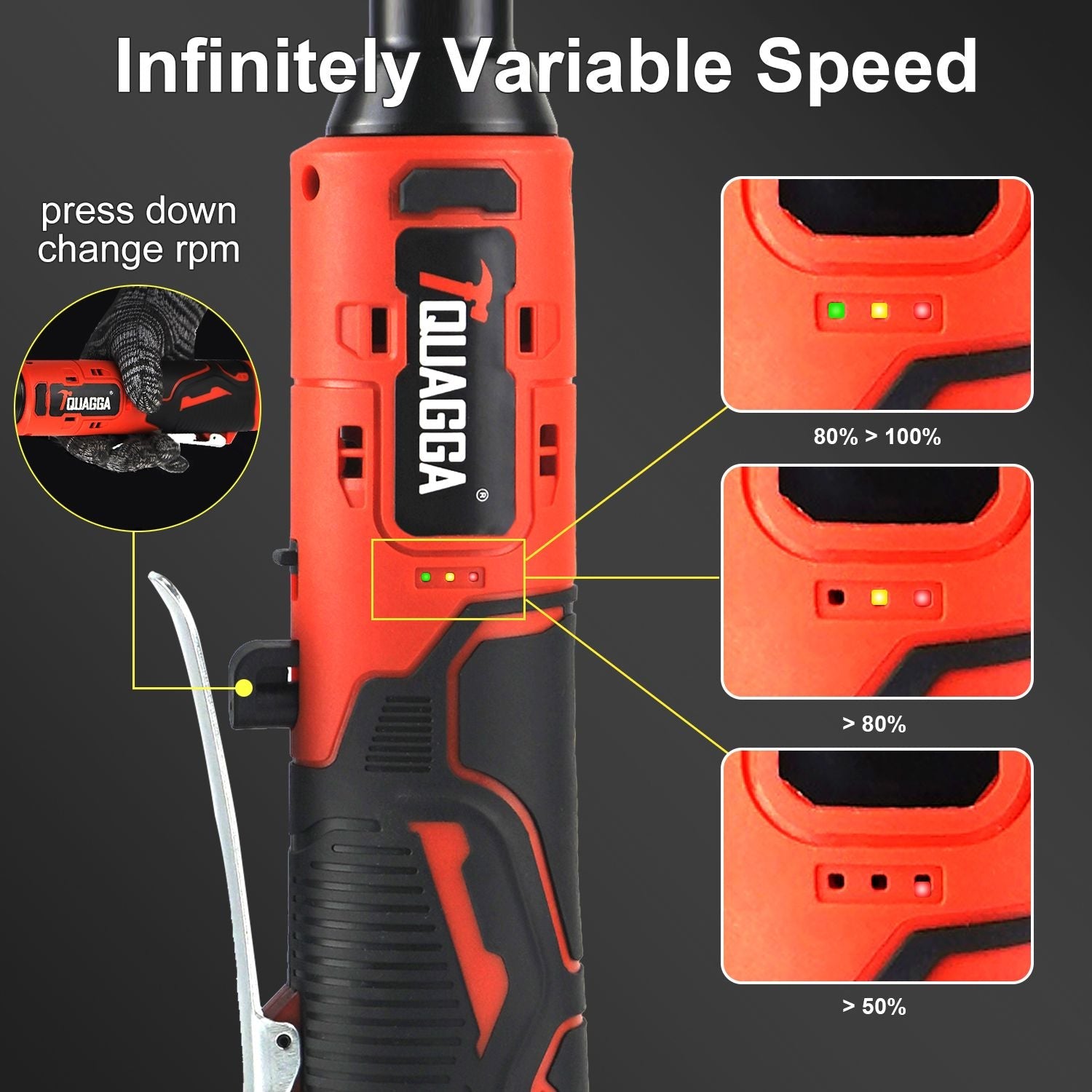 3/8" Cordless Electric Ratchet Wrench Set, 12V Power Ratchet Tool Kit With 2 Packs 2000mAh Battery And Charger, 45 FT-LBS Battery Powered Wrench with Infinitely Variable Speeds